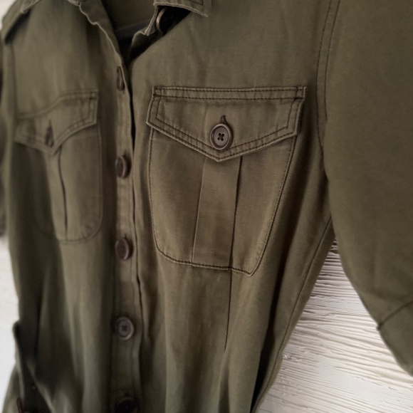 Reiss | Size 0 | Utility Short-Sleeve Belted Romper | Olive Green - Picture 7 of 11